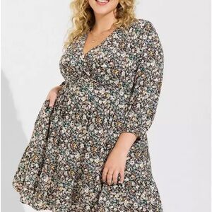 Torrid Mini Studio Knit Surplice Tiered Dress